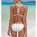 Color sólido personalizado de un solo traje de baño Damas sobre tamaño en blanco y negro sexi bikini maduro